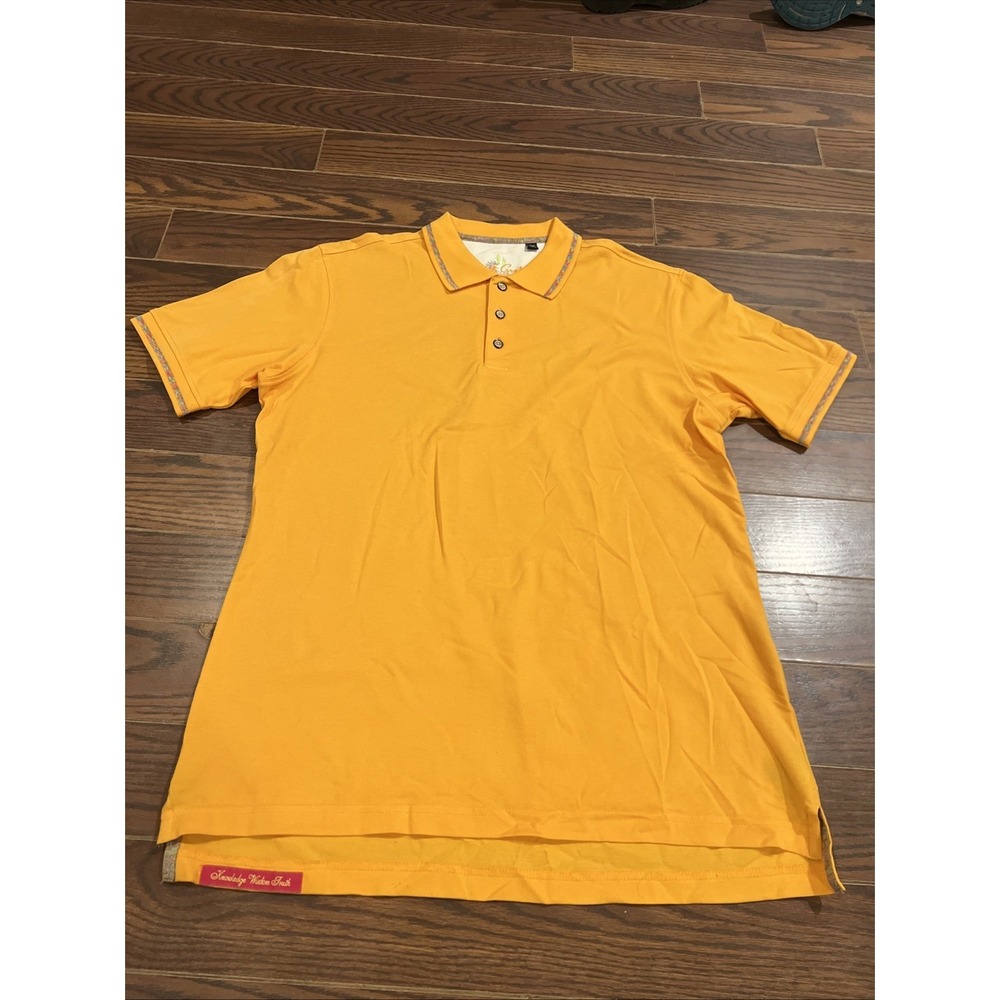 Robert Graham Polo Shirt Mens Medium Short Sleeve Orange Embroidered